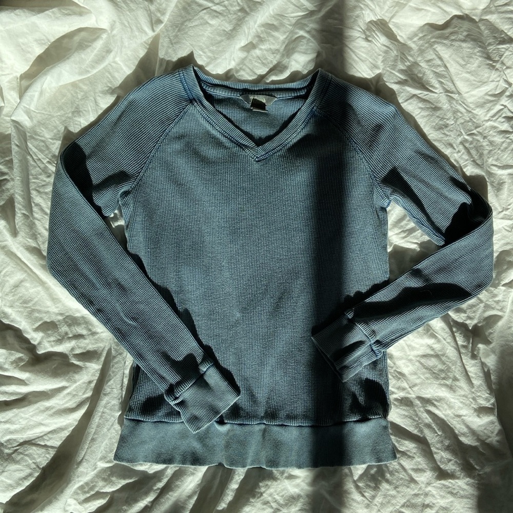 Long sleeve waffle knit top